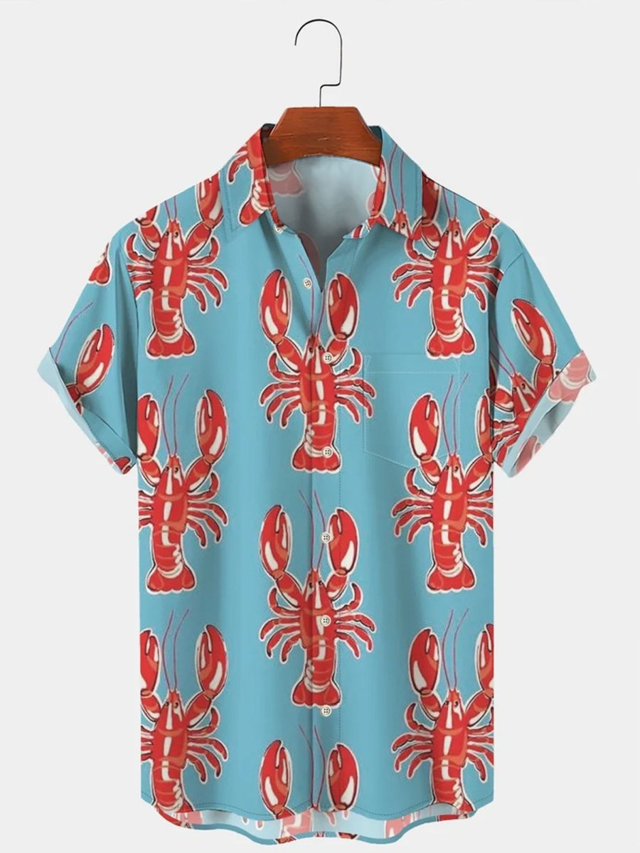 Men HLJ Shirts | Men'S Lobster Short Sleeve Shirt