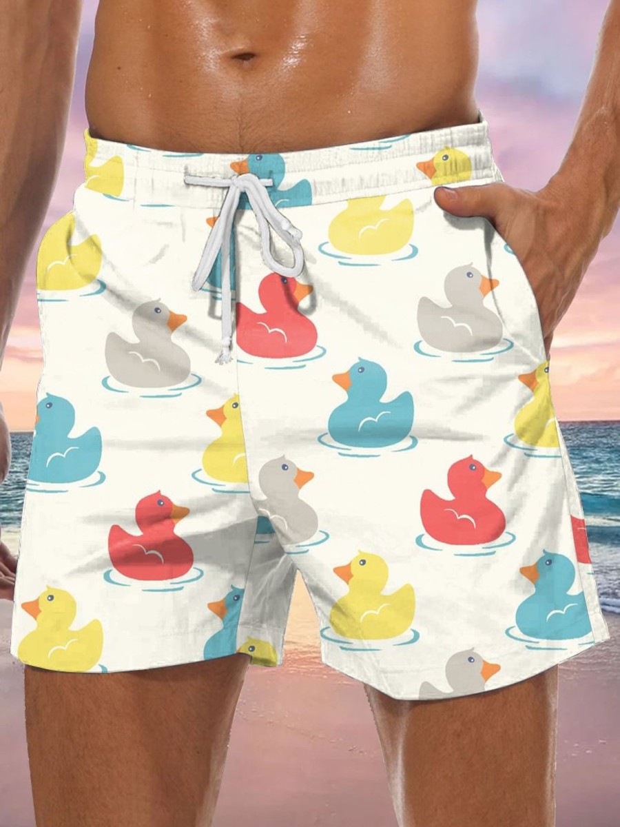 Men GYJ Shorts | Men'S Swimming Duck Print Casual Shorts Photo Color