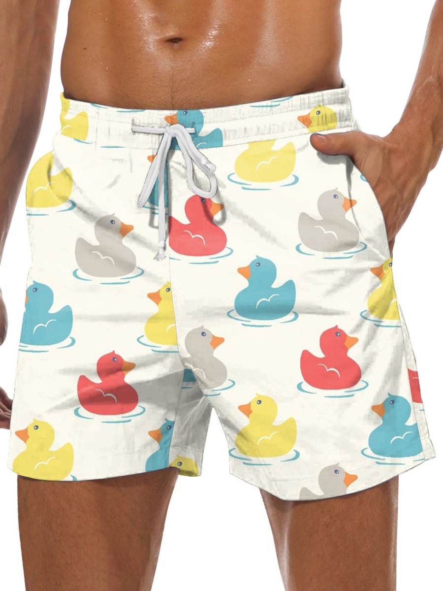 Men GYJ Shorts | Men'S Swimming Duck Print Casual Shorts Photo Color