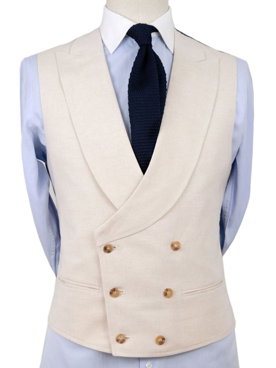 Men BXL Vest | Men'S Retro Solid Color Double Breasted Suit Vest Beige