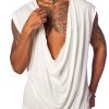 Men DJ Casual Shirts | V-Neck Solid Color Sleeveless Casual Vest White