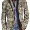 Men BXL Print Jacket | Men'S Retro Camouflage Print Casual Blazer Sand Color