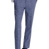 Men BXL Bottoms | Men'S Retro Houndstooth Wool Casual Elastic Waist Suit Pants Blue