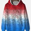 Men DJ T-Shirts | Vintage Gradient Cashew Print Hooded Sweatshirt Photo Color