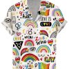 Men DJ Shirts | Rainbow Lgbt Love Is Love Print Casual Short Sleeve Shirt White