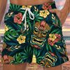 Men HLJ Shorts | Hawaiian Tropical Tiki Beach Shorts Green