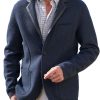 Men DJ Jacket | Solid Color 3 Pocket Lapel Casual Woolen Blazer Navy