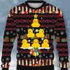 Men DJ Ugly Sweater | Fun Little Yellow Duck Merry Christmas Printed Casual Crew Neck Sweatshirt Photo Color