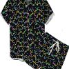 Men DJ Set | Colorful Boobs Print Shirt Shorts Two-Piece Set Black