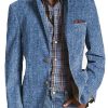 Men BXL Print Jacket | Men'S Vintage Cotton Twill Printed Lapel Multi-Pocket Casual Blazer Blue