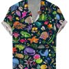 Men DJ Shirts | Colorful Marine Animal Print Short Sleeve Shirt Photo Color