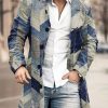 Men GYJ Jacket | Paneled Color Textured Print Double Pocket Single Breasted Jacket Photo Color