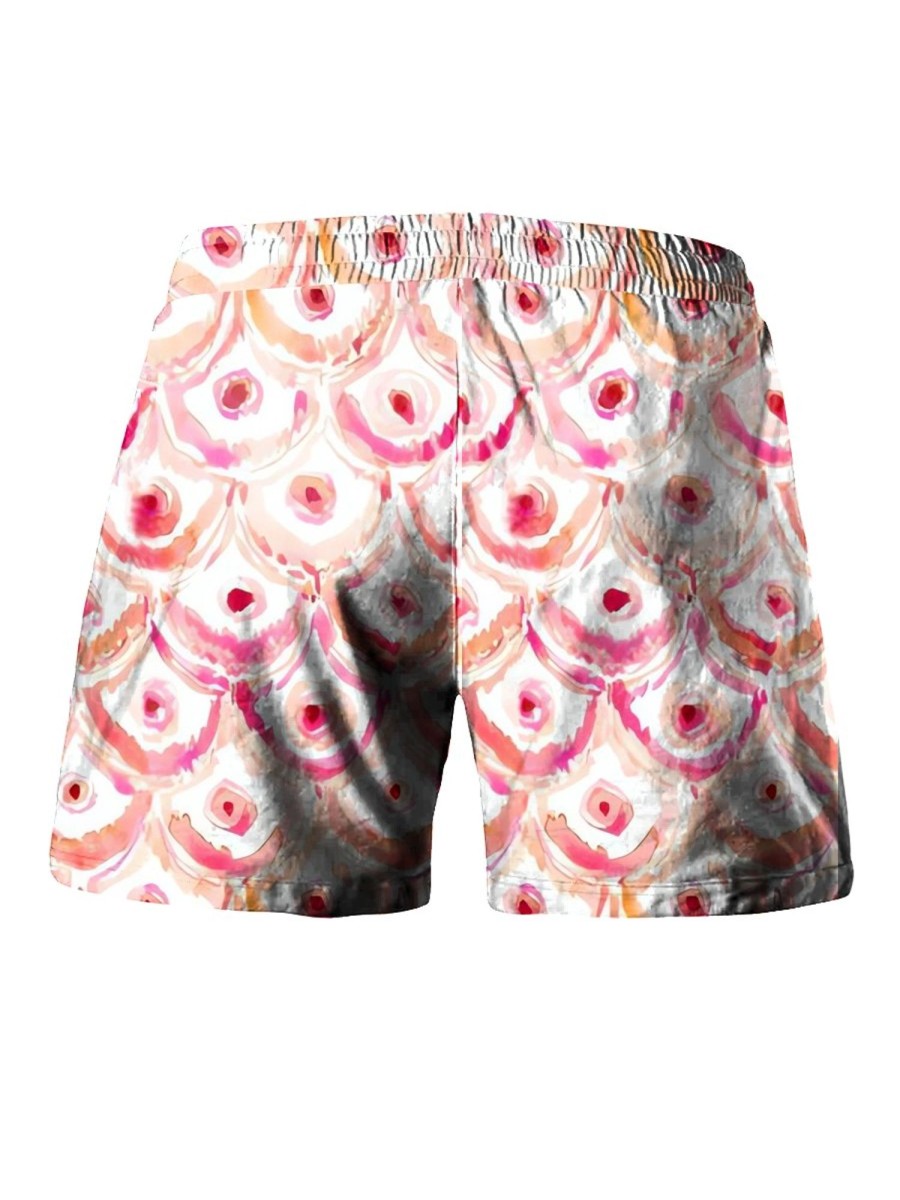 Men LJC Shorts | Watercolor Chest Print Hawaiian Track Shorts Photo Color