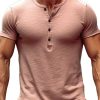 Men DJ Casual Shirts | Half Open Collar Casual Versatile Short-Sleeved T-Shirt Pink