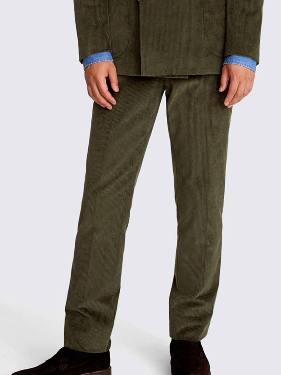 Men BXL Bottoms | Men'S Retro Corduroy Casual Elastic Waist Suit Pants Army Green