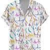 Men DJ Shirts | Vintage Colored Butts Print Casual Short Sleeve Shirt Photo Color