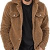 Men DJ Jacket | Vintage Lapel Sherpa Double Pocket Warm Jacket Brown