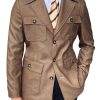 Men DJ Jacket | Lapel 4-Pocket Single-Breasted Casual Woolen Coat Brown