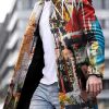 Men DJ Print Jacket | Abstract Art-Print Two-Pocket Single-Breasted Jacket Photo Color