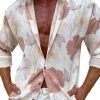 Men QMY Casual Long Sleeve Shirts | Casual Floral Print Vacation Long-Sleeved Shirt Photo Color