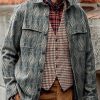 Men DJ Print Jacket | Vintage Geometric Print Pocket Lapel Corduroy Jacket Photo Color