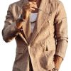 Men DJ Jacket | Lapel Double Pocket Double Breasted Casual All-Match Blazer Khaki