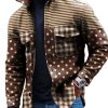 Men DJ Print Jacket | Vintage Polka Dot Stripe Print Corduroy Double Pocket Lapel Jacket Photo Color