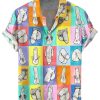 Men HWT Shirts | Men'S Hawaiian Shirts Funny Colorblock Cocks Print Short Sleeve Shirt Multicolor