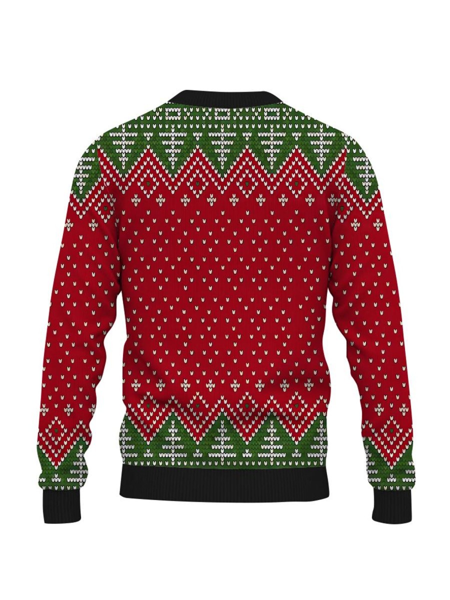 Men GYJ Ugly Sweater | Love Chest Print Casual Crew Neck Sweatshirt Red