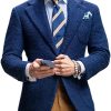 Men BXL Jacket | Retro Solid Color Wool Multi-Pocket Blazer Blue