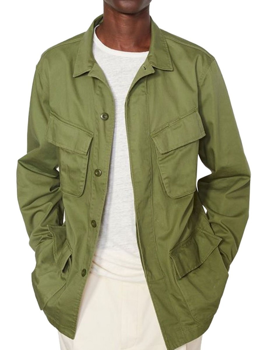 Men BXL Jacket | Men'S Solid Color Cotton Twill Multi-Pocket Casual Jacket Army Green