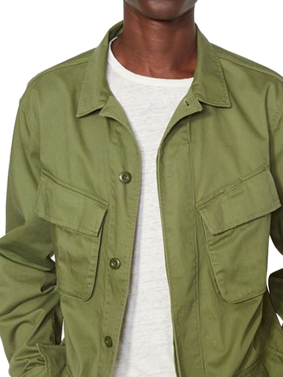 Men BXL Jacket | Men'S Solid Color Cotton Twill Multi-Pocket Casual Jacket Army Green