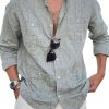 Men DJ Casual Shirts | Lapel Multi-Pocket Casual Long-Sleeved Shirt Gray