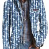 Men DJ Print Jacket | Retro Tie-Dye Line Printed Lapel Three-Pocket Casual Blazer Blue