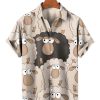 Men HLJ Shirts | Men'S Black Sheep Funny Sheep Short Sleeve Shirt Apricot