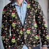 Men BXL Print Cardigan | Men'S Casual Christmas Green Monster Single Breasted Sweater Cardigan Photo Color