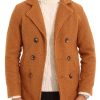 Men BXL Jacket | Men'S Solid Color Polar Fleece Double Breasted Casual Coat Caramel Colour