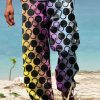 Men GYJ Bottoms | Men'S Color Gradient Geometric Pattern Print Fashion Versatile Casual Trousers Photo Color