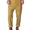 Men QMY Bottoms | Old School Solid Color Casual Trousers Brown