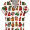 Men BXL Shirts | Hawaii Hidden Fun Christmas Rooster Print Casual Short Sleeve Shirt