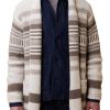 Men WY Cardigan | Men'S Vintage Striped Patchwork Collarless Cardigan 84647265Y Khaki