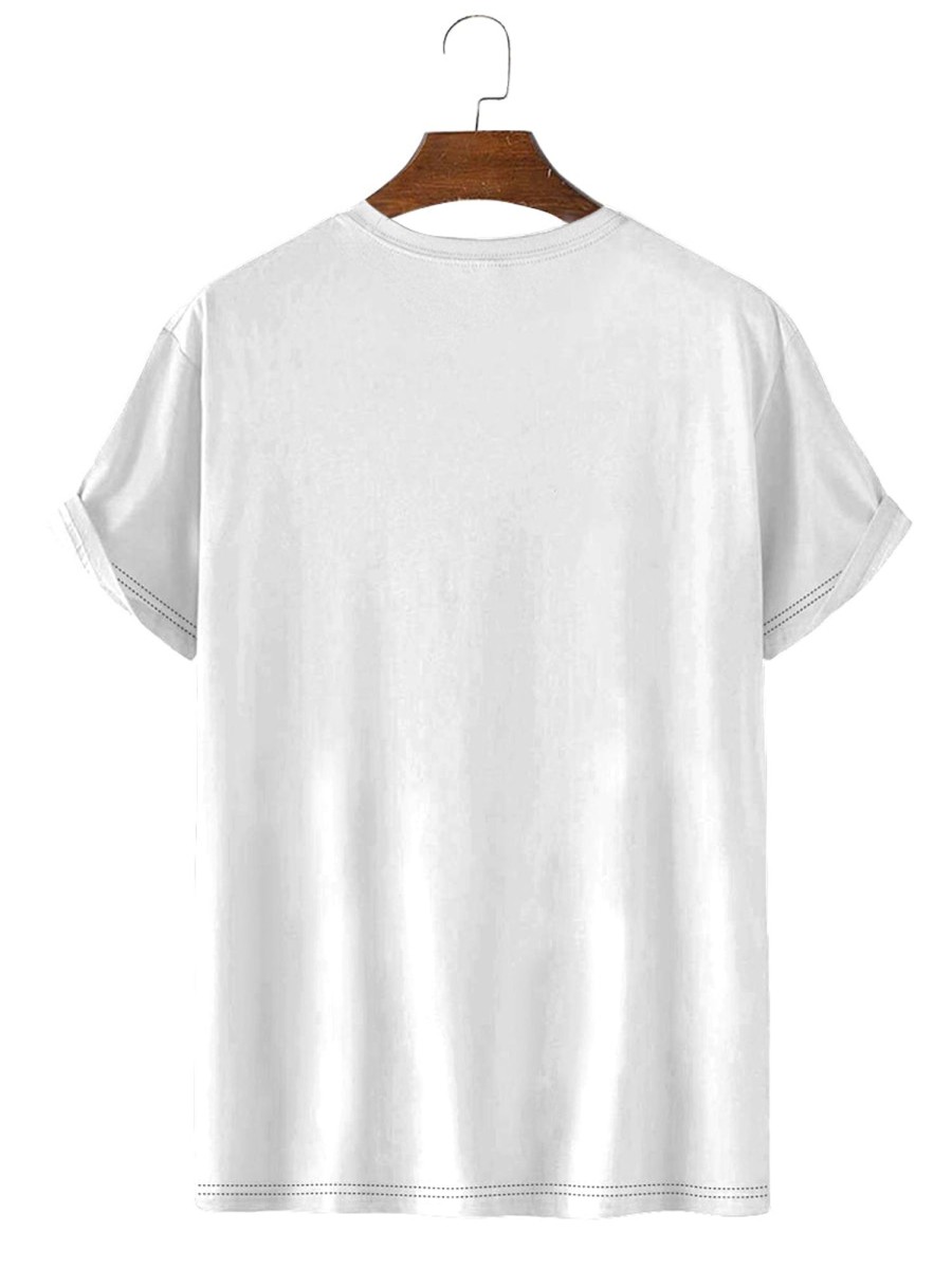 Men HLJ T-Shirts | Men'S Casual Fun Cat Short Sleeve T-Shirt White