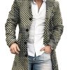 Men BXL Print Jacket | Men'S Retro Geometric Print Woolen Casual Coat Photo Color