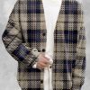 Men DJ Print Cardigan | Vintage Plaid Print Single-Breasted Casual Knitted Cardigan Photo Color