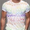 Men DJ T-Shirts | Colorful Retro Breast Print Round Neck Short-Sleeved T-Shirt Photo Color