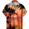 Men XT Shirts | Seaside Sunset Palm Print Shirt 76273884X Red