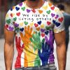 Men DJ T-Shirts | Men'S We Rise By Lifting Others Heart Rainbow Print T-Shirt Photo Color