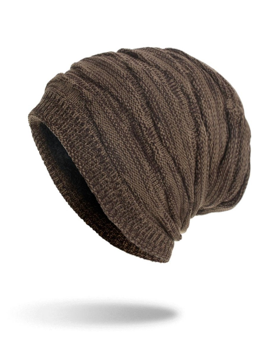 Accessories&Shoes HLJ | Men'S Outdoor Winter Fleece Warm Knitted Beanie