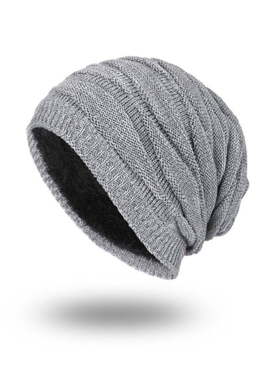 Accessories&Shoes HLJ | Men'S Outdoor Winter Fleece Warm Knitted Beanie