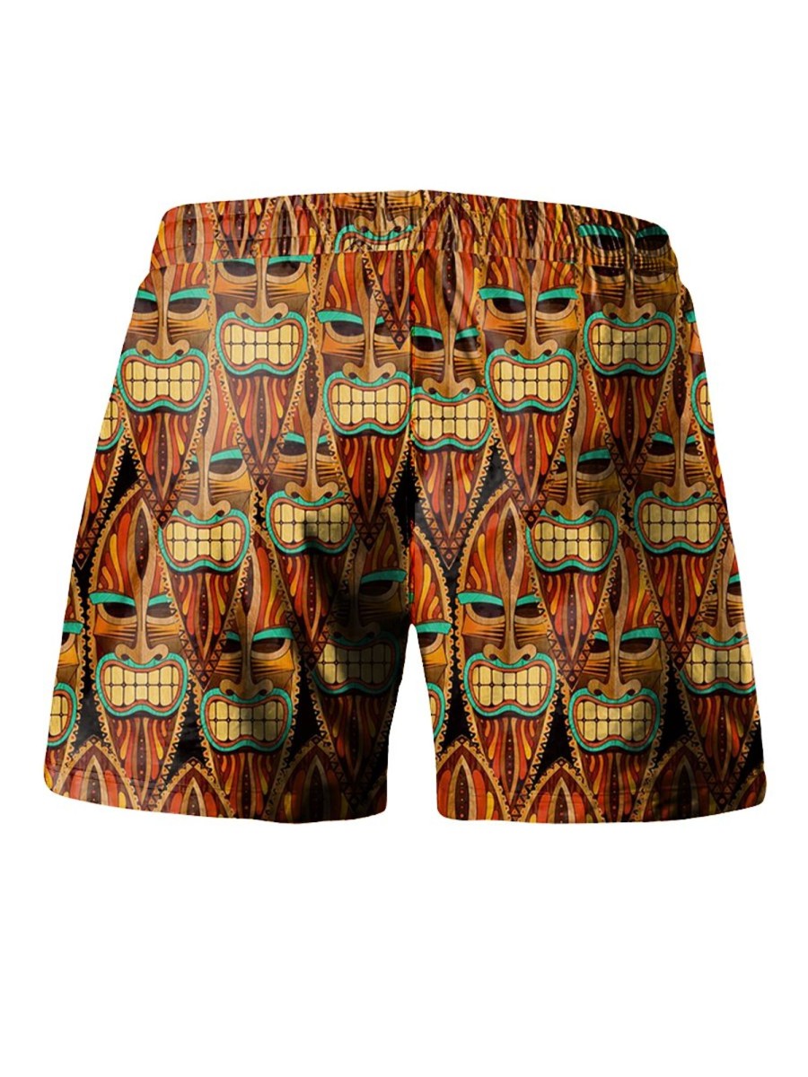 Men LJC Shorts | Tiki Print Track Shorts Photo Color